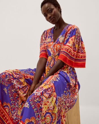 Padma Printed Midi Dress Blue