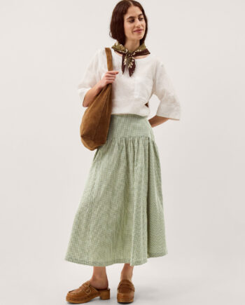 Gaia Gingham Midi Skirt Green