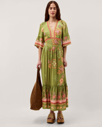 Eline Floral Print Maxi Dress Green