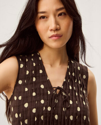 Paris Sleeveless Polka Dot Top Brown