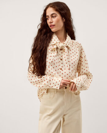 Esme Polka Dot Shirt & Scarf Ivory