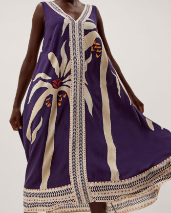 Paloma Sleeveless Print Midi Dress Blue