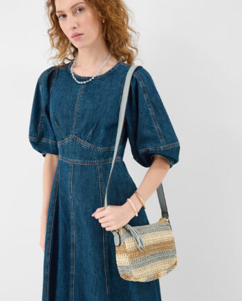 Stripe Woven Cross Body Bag