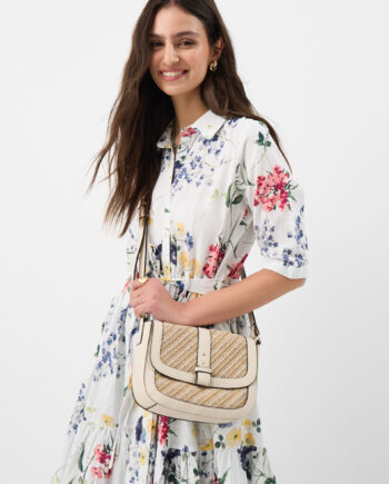 Woven Crossbody Bag Cream