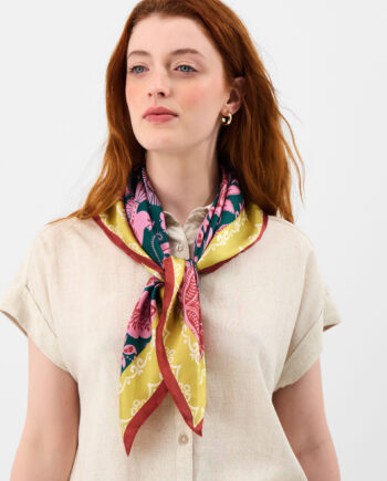 TROPICAL PRINT SQUARE SATIN SCARF