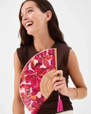Vibrant Floral Print Foldable Fan