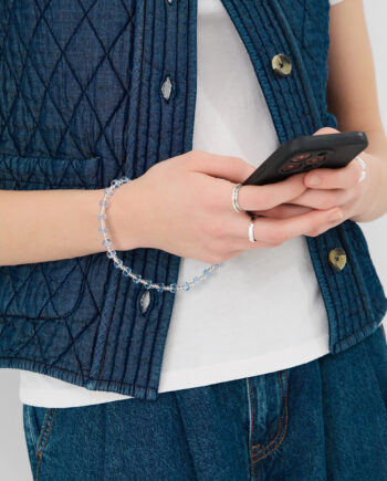 BEADED WRIST PHONE STRAP BLUE