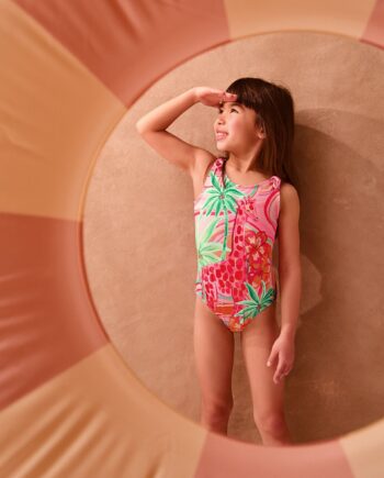 Giraffe Print Swimsuit Orange