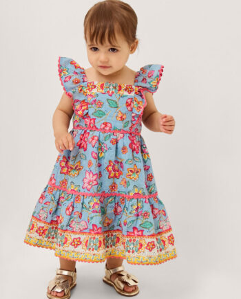 Baby Adara Floral Print Dress Blue
