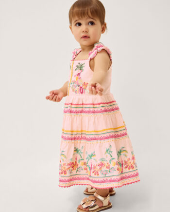 Baby Tina Tropical Toucan Tier Dress Pink