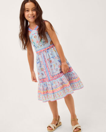 Mermaid Print Halter Dress Blue