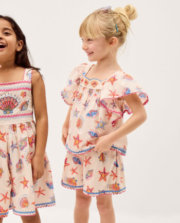 Shell Print Top & Shorts Set Ivory