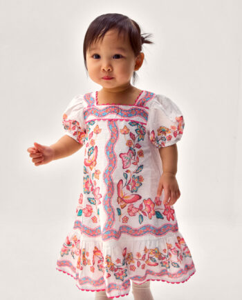 Baby Jelena Butterfly Print Dress Ivory
