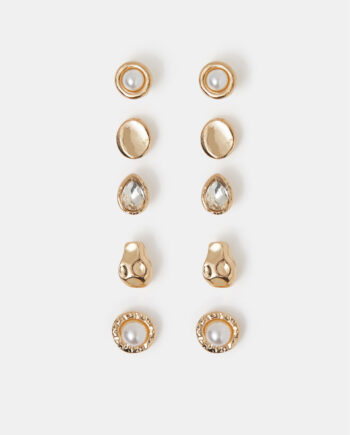 5-PACK MOLTEN PEARL EARRINGS