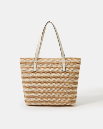 STRIPE RAFFIA SHOULDER BAG NATURAL