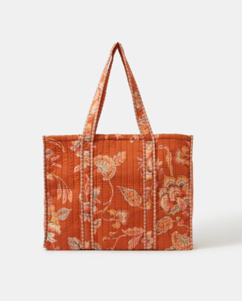 FLORAL PRINT QUILTED TOTE BAG