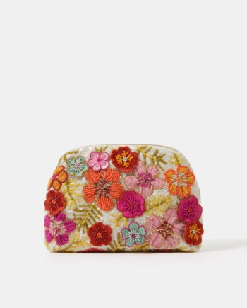 BEADED FLOWER CLUTCH BAG