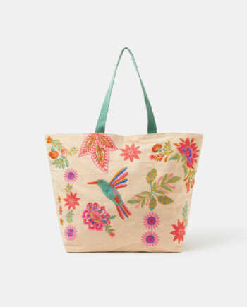 EMBROIDERED BEACH TOTE BAG