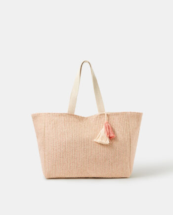 WOVEN METALLIC BEACH BAG