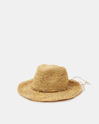 Beaded Trim Woven Hat