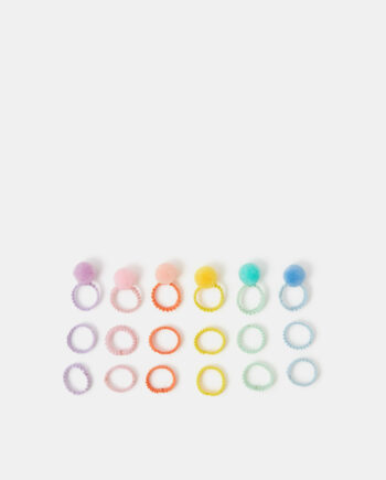 18-PACK GIRLS POM-POM HAIR BAND SET