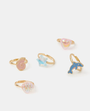 5-PACK GIRLS SEA LIFE ADJUSTABLE RINGS