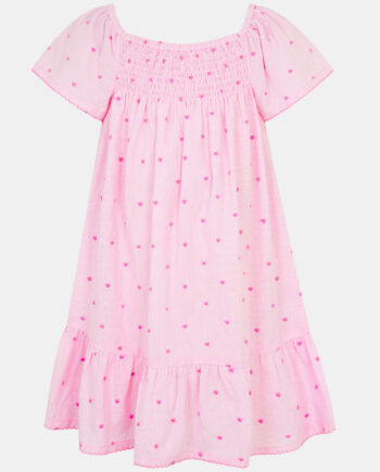 GIRLS HEART EMBROIDERED DRESS PINK