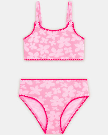 GIRLS FLORAL TEXTURED BIKINI SET PINK
