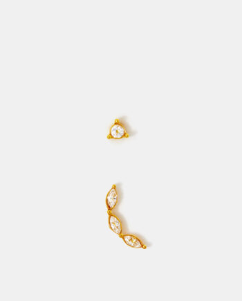2-PACK 14CT GOLD-PLATED SURGICAL STEEL DIAMANTÉ FLATBACK EARRINGS