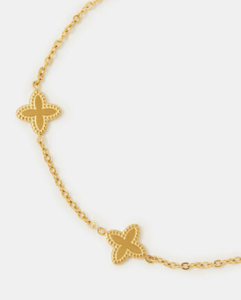 STAINLESS STEEL CLOVER STATION BRACELET