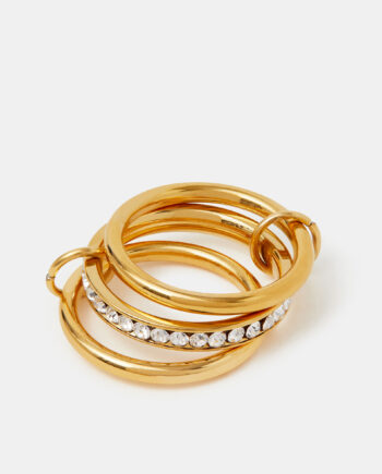 STAINLESS STEEL LINKED STACKING TRIO RING GOLD