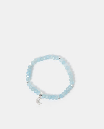 STERLING SILVER-PLATED BLUE QUARTZ BEADED BRACELET