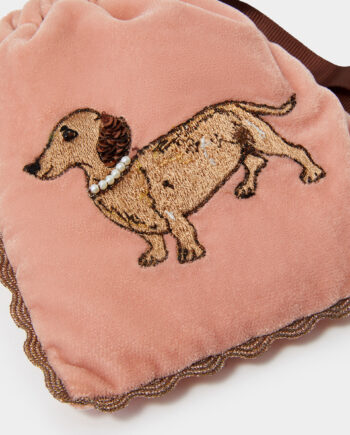 SAUSAGE DOG VELVET DRAWSTRING POUCH