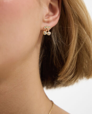 DIAMANTÉ CHERRY STUD EARRINGS