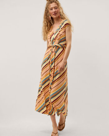 Tola Stripe Jersey Midi Dress Pink