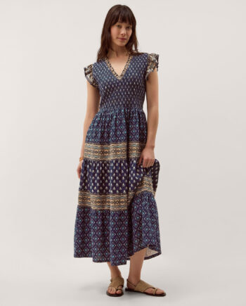 Amaya Print Jersey Maxi Dress Blue