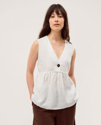 Posey Sleeveless Linen Top White