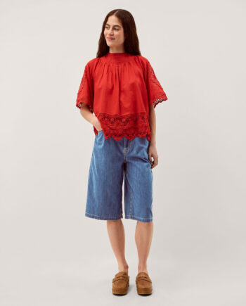 Raye Longline Denim Shorts Blue