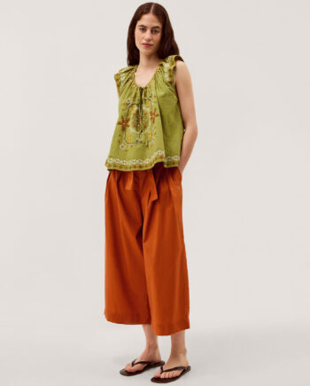 Sofia Cropped Wide Leg Trousers Orange