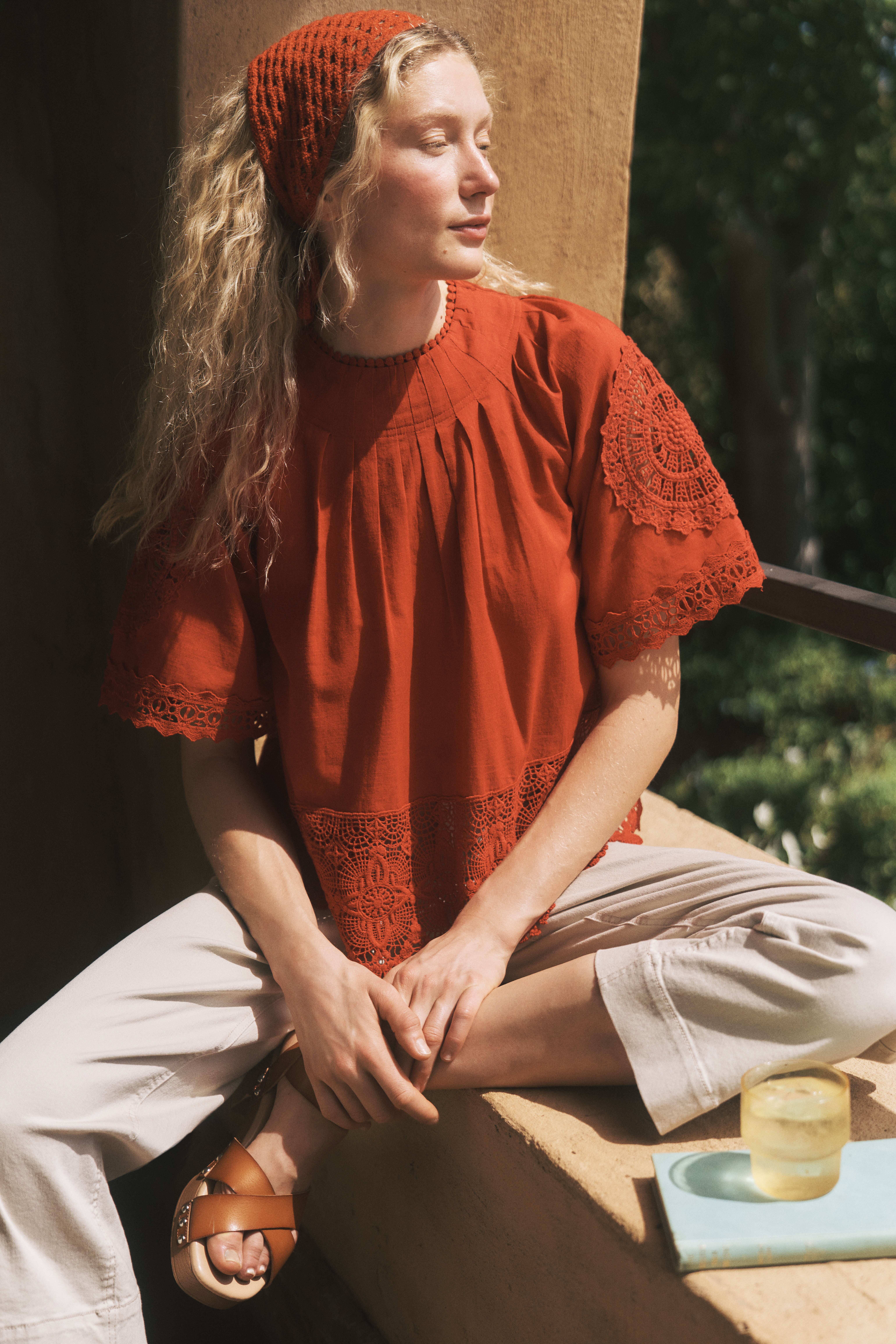 Emory Floral Lace Top Red