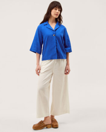 Emily Linen Blend Shirt Blue