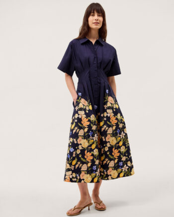 Suri Floral Print Midi Dress Blue