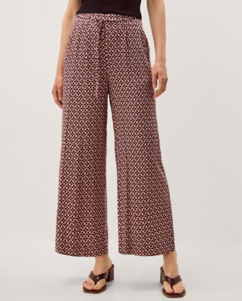 Netta Floral Print Wide Leg Trousers Pink