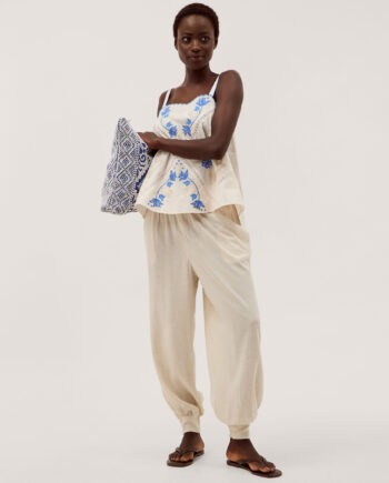 Reese Linen Blend Balloon Trousers Natural
