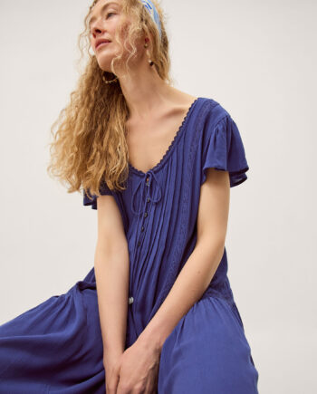 Eva Lace Culotte Jumpsuit Blue