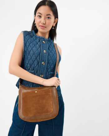 LEATHER MESSENGER CROSSBODY BAG