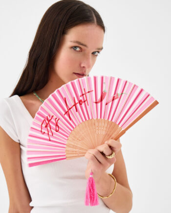 STRIPE SLOGAN FOLDABLE FAN