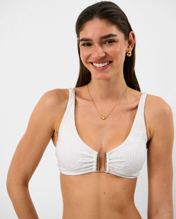 TROPICAL JACQUARD BIKINI TOP WHITE