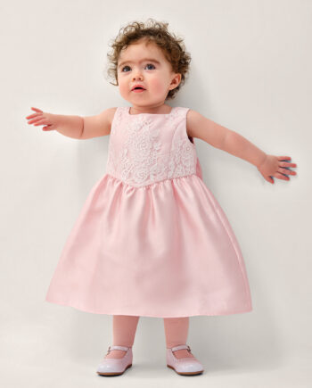 Baby Juno Lace Satin Dress Pink