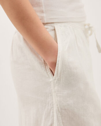 Maisie Linen Blend Cropped Wide Leg Trousers White